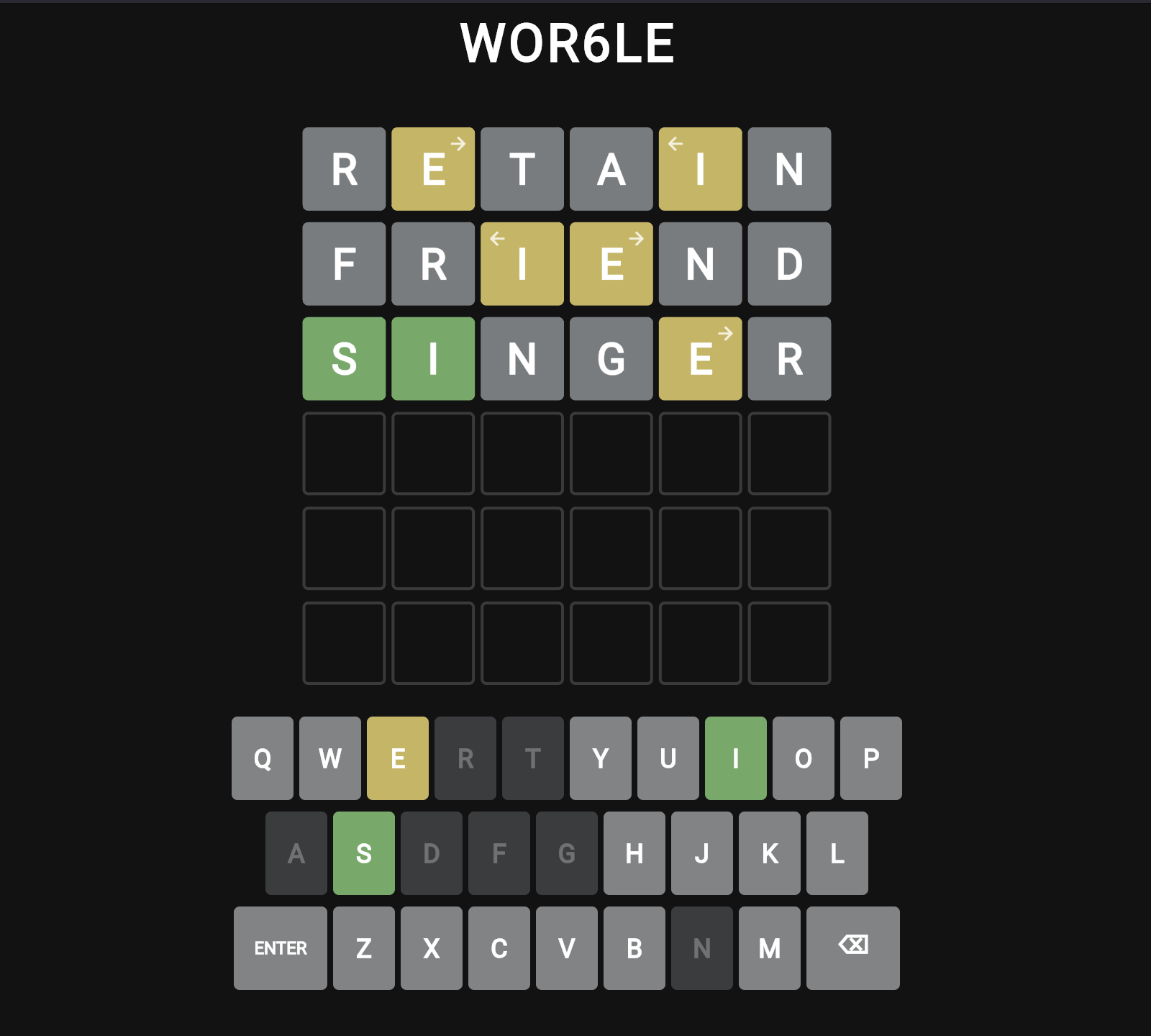 Screenshot of wor6le