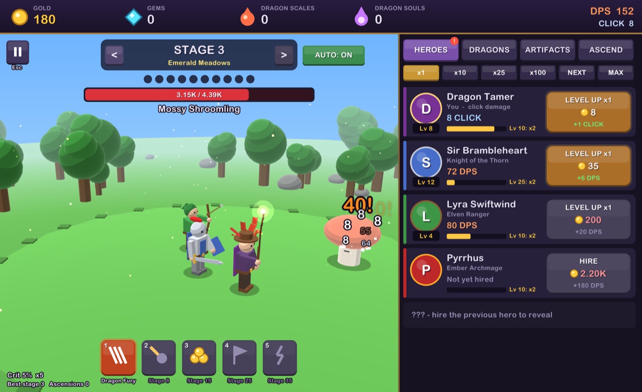 Screenshot of Dragon Idle