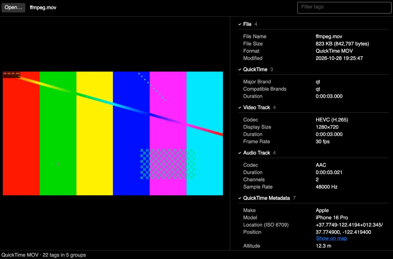 Screenshot of EXIF Viewer