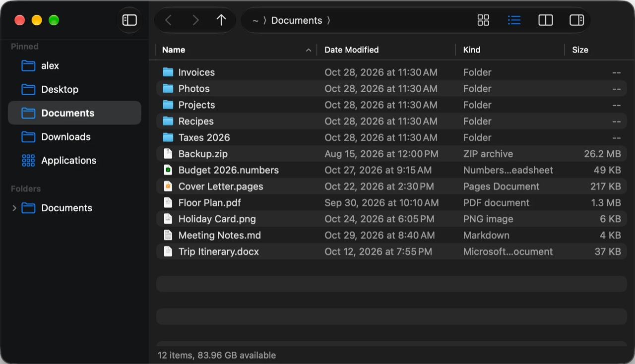 Screenshot of File Manager